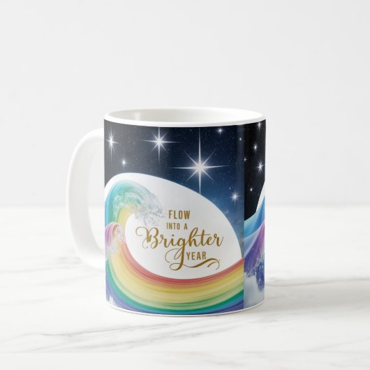 Rainbow Wave Brighter Year Inspirational Classic  コーヒーマグカップ (正面左)