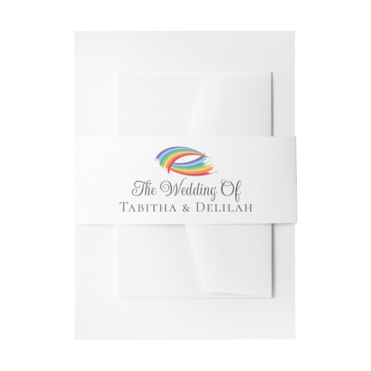 Rainbow Waves Beautiful Custom Wedding 招待状ベリーバンド (正面例)