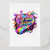 Rainbow Wedding Brides Maids Bachelorette Party 箔招待状 (正面)