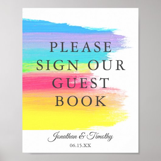 Rainbow Wedding Please Sign Our Guest Book Poster ポスター (正面)