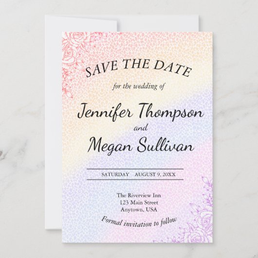 Rainbow Wedding Save the Date 招待状 (正面)