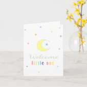 Rainbow Welcome Little One Moon and Stars カード (黄色い花)