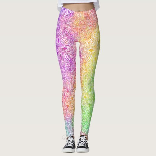 Rainbow & White Medallion Leggings レギンス (正面)