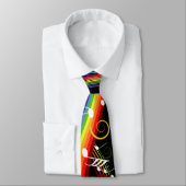 Rainbow White Music Notes on Black ネクタイ (タイ)