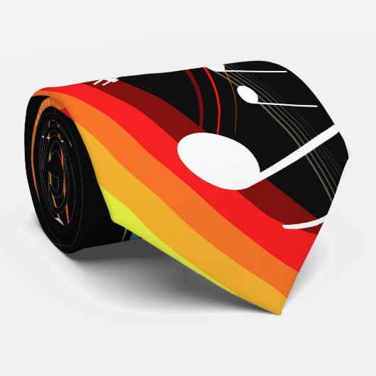 Rainbow White Music Notes on Black ネクタイ (ロール)