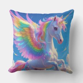 Rainbow Winged Prancing Unicorn クッション