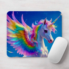 Rainbow Winged Prancing Unicorn マウスパッド