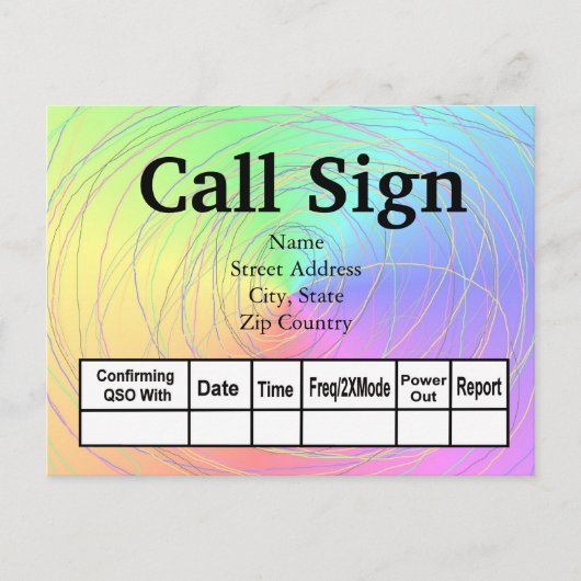 Rainbow & Wire Ham Radio QSLカード ポストカード (正面)