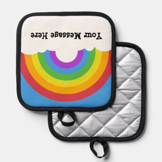 Rainbow with Cloudsのメッセージカスタム表示 鍋敷き (正面/裏面)