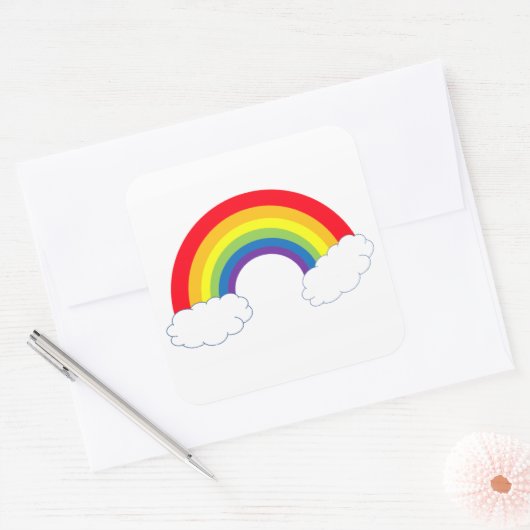 Rainbow with Cloudsステッカー スクエアシール (封筒)