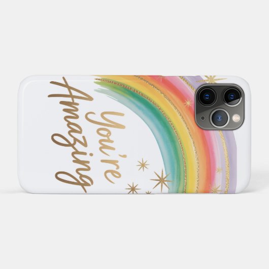 Rainbow with Gold Glitter and "You're Amazing"Text Case-Mate iPhoneケース (裏面(横))