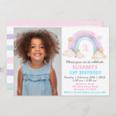 Rainbow with Your Photo誕生日 招待状 (正面/裏面)