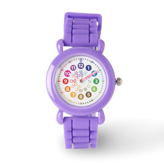 rainbowatch Lernuhr Schulkinder mit Würfel-Design 腕時計 (正面)