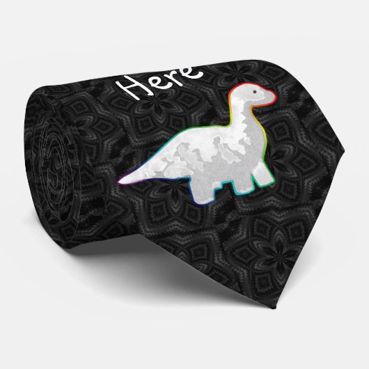 Rainbowed白いディーノのタイ ネクタイ (ロール)