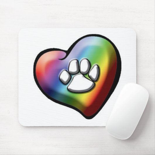 rainbowheartpawprint マウスパッド (マウス)