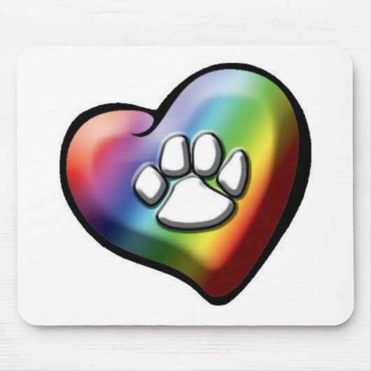 rainbowheartpawprint マウスパッド (正面)