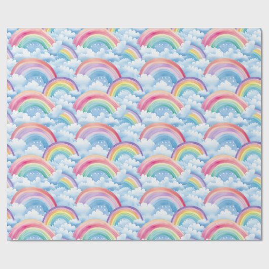  Rainbows and Clouds Pattern ラッピングペーパー (フラット)
