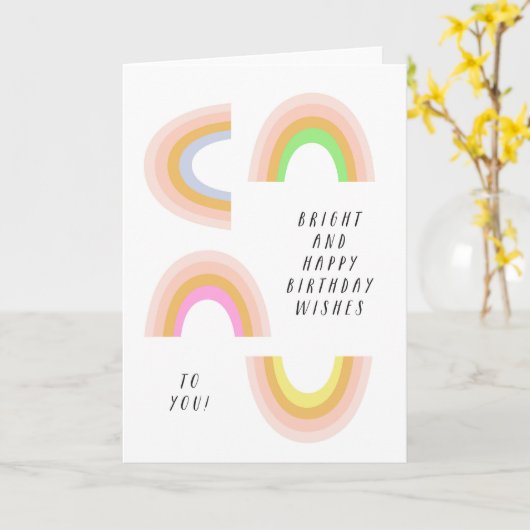 Rainbows Birthday Card, modern, bright, kids カード (黄色い花)