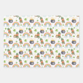 Rainbows Shamrocks Leprechauns St Patrick's Day  ラッピングペーパーシート (正面3)