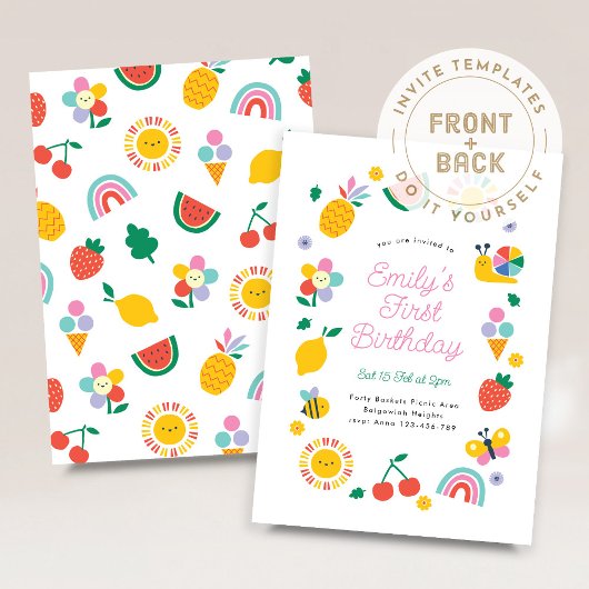 Rainbows Sunshine Party Invite, Summer Birthday 招待状