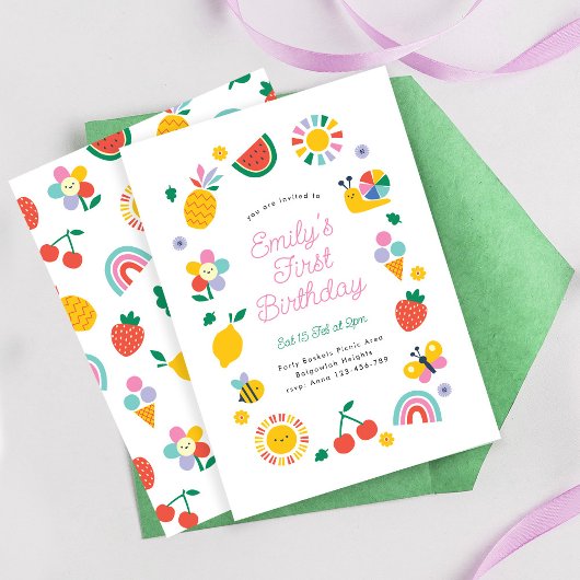 Rainbows Sunshine Party Invite, Summer Birthday 招待状