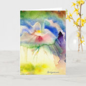 RainbowVolcanoの水彩画の挨拶およびメッセージカード カード (黄色い花)