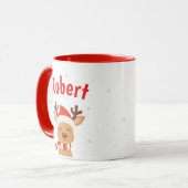 Raindeer Santa Personalize Christmas Coffee Mug マグカップ (正面左)