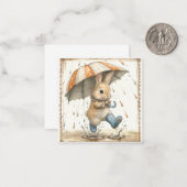 Raindropのリズムと幸せな動物：ウサギ ノートカード (正面/裏面インサイチュ)