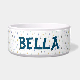 Raindropパターカラフルンのカスタマイズ可能なペット名 ボウル
