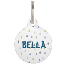 Raindropパターカラフルンのカスタマイズ可能なペット名Pe