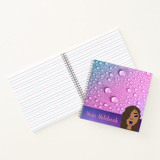 Raindrop Pink And Purple Square Shaped Notebook ノートブック (内部)