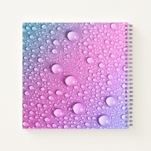 Raindrop Pink And Purple Square Shaped Notebook ノートブック (裏面)