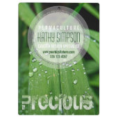 Raindrops Green Grassビジネスクリップボード クリップボード (裏面)