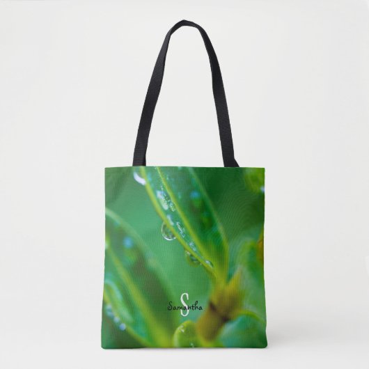 Raindrops on Green Leaves Tote bag トートバッグ (正面)