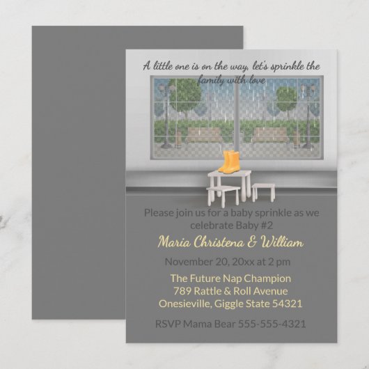 Raindrops & Snuggles Baby Sprinkle Invitation 招待状 (正面/裏面)