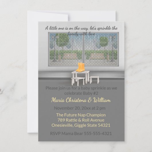 Raindrops & Snuggles Baby Sprinkle Invitation 招待状 (正面)