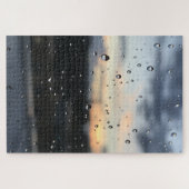 Raindrops Window Sunset Over Islington London UK ジグソーパズル (横)