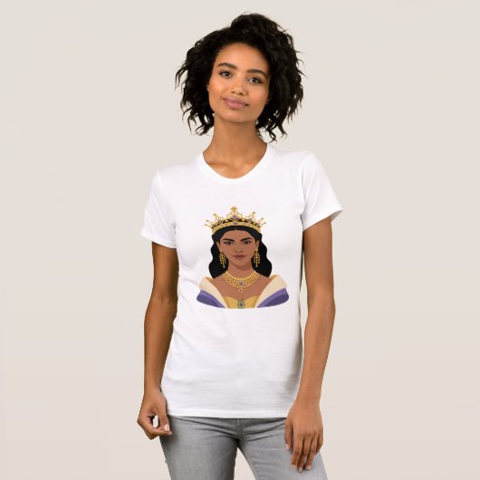 Rainha Brasileira Mulher Poderosa Coroa Dourada Ca Tシャツ (正面フル)