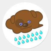 Raining Brown Dog Cloud - ラウンドシール (正面)
