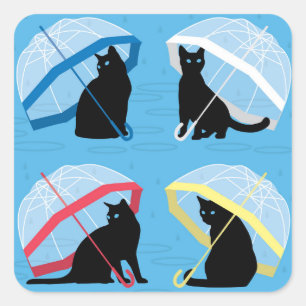 Raining Cats 'n Cats square光沢ステッカー スクエアシール