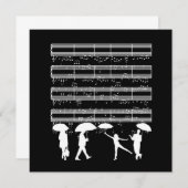 Raining Music NotesピアニストミュージシャンミュージックシートG 招待状 (正面/裏面)