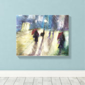 RAINY夕べ、 – 水色、ラップされたキャンバスプリント キャンバスプリント (インサイチュ (ウッドフロア))