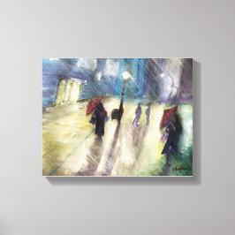 RAINY夕べ、 – 水色、ラップされたキャンバスプリント キャンバスプリント