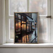 Rainy Bistro Street Cafe Wall Poster ポスター
