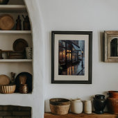 Rainy Bistro Street Cafe Wall Poster ポスター