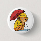 Rainy Cat Mood Button 缶バッジ (正面)