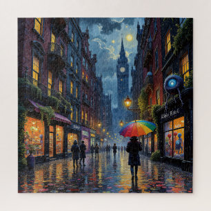 Rainy City Night Walk – リフレクション&アンブレラアート ジグソーパズル