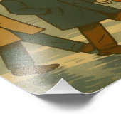 Rainy City Walkers with Umbrella Heads Seattle Art フォトプリント (角)