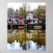 Rainy Day Amsterdam Canal Winter Reflections写真 ポスター (正面)