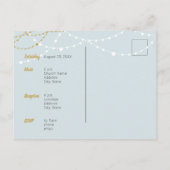 Rainy Day Blueと金ゴールド写真キンセアニェラ インビテーションポストカード (裏面)